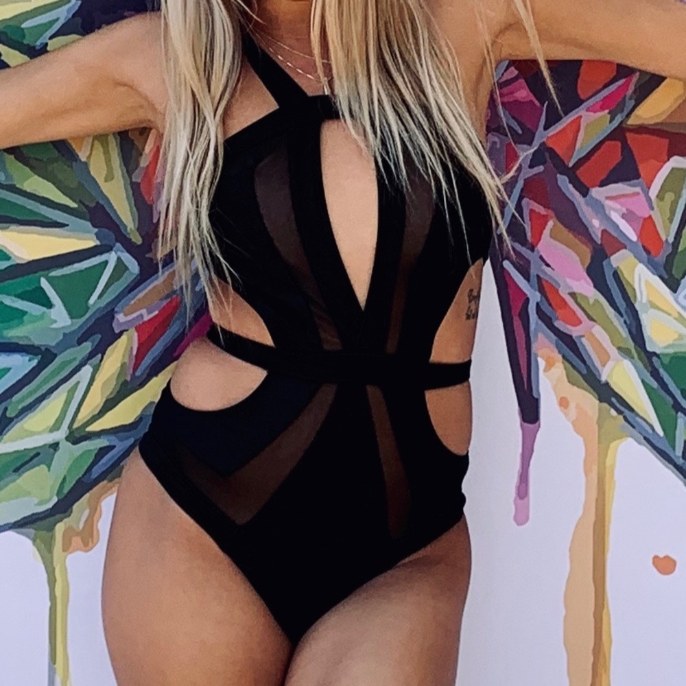 Strappy black one piece